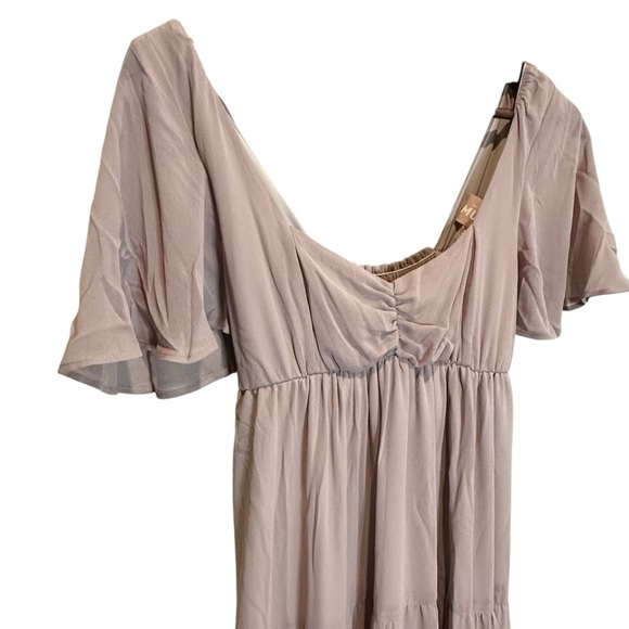 Show Me Your Mumu Nicole Maxi Dune Luxe Satin Dress Soft Beige Size Small NWT - Picture 3 of 15
